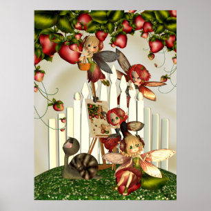 Poster Peinture sous l'art d'imaginaire de Bush de fraise