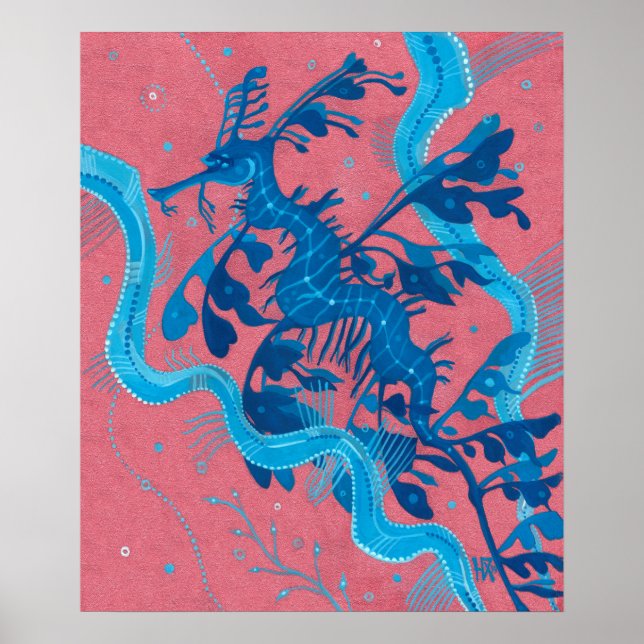 Poster Peinture sous-marine de poisson hippocampe dragon  (Devant)