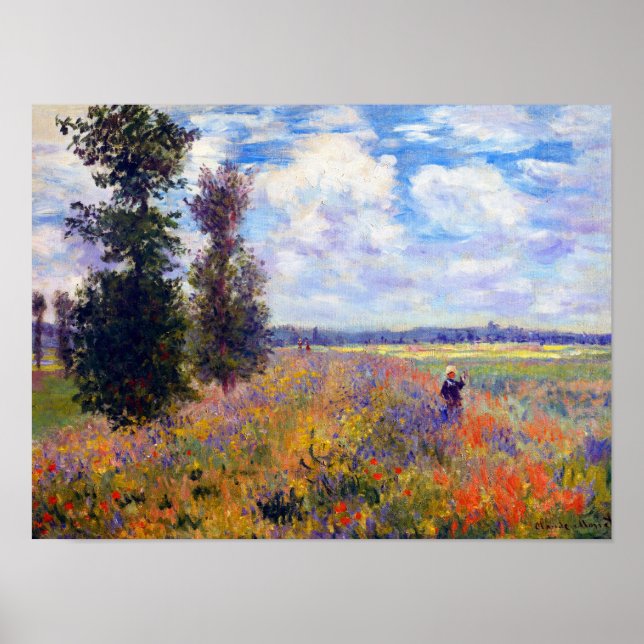 Poster Peinture sur le champ de pavot par Claude Monet (1 (Devant)