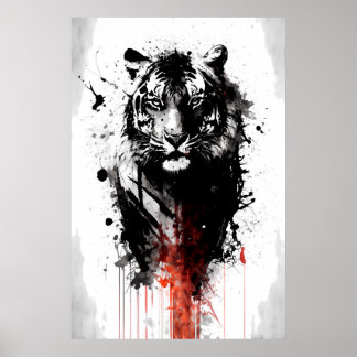 Poster Peinture sur tigre d'encre