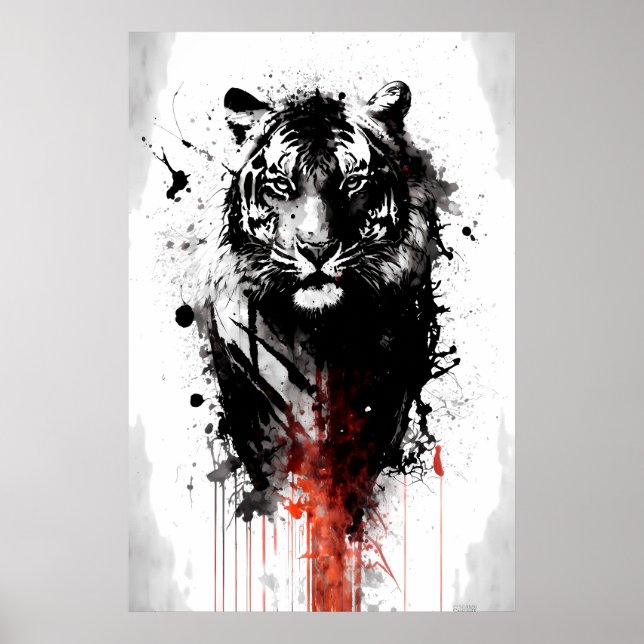 Poster Peinture sur tigre d'encre (Devant)