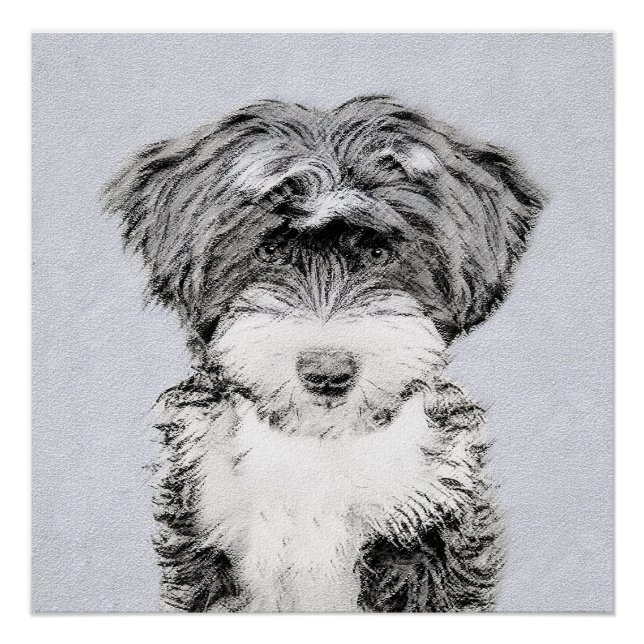 Poster Peinture Tibétaine Terrier - Cute Original Chien A (Devant)
