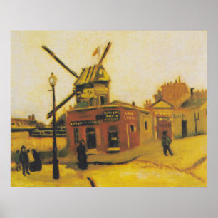 Poster Peinture vintage de Van Gogh Moulin à vent de Pari
