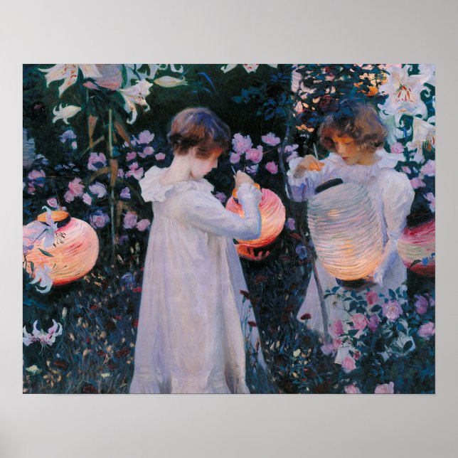 Poster Peinture Vintage d'éclairage des lanternes (Devant)