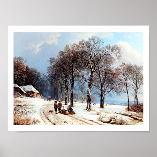 Poster Peinture vintage des scènes d'hiver (Devant)