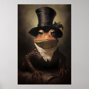 Poster Peinture vintage Halloween de grenouille, crapaud