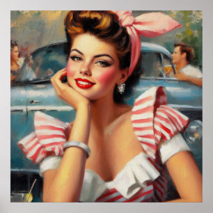 Poster Peinture vintage magnifique pour fille