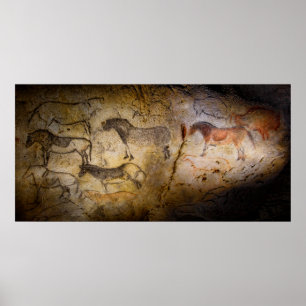 POSTER PEINTURES DE GROTTE PRÉHISTORIQUE