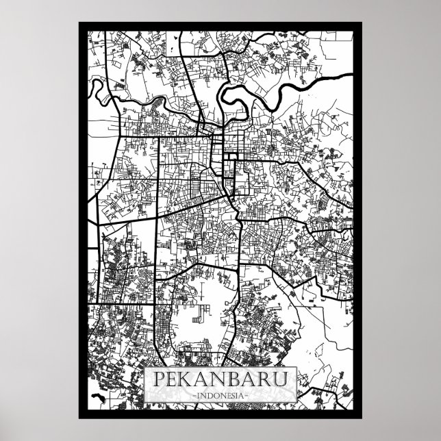 Poster Pekanbaru Indonesia City Map (Devant)