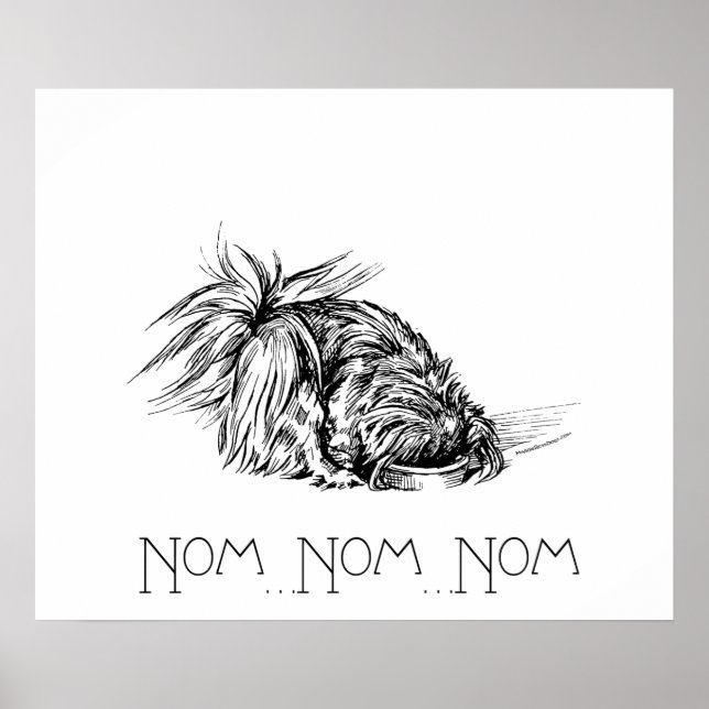Poster Peke mangeur enthousiaste (Devant)