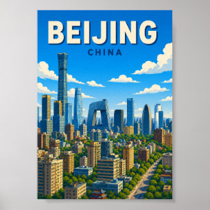 Poster Pékin Chine Horizon Paysage Urbain Moderne