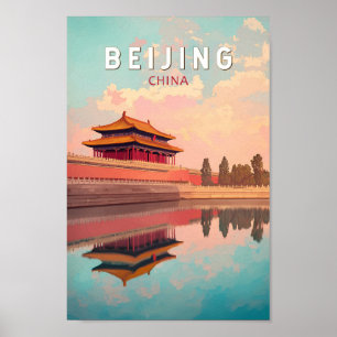 Poster Pékin Chine Illustration Voyage Art Vintage