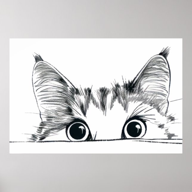 Poster Pékin dessin de la ligne de chat (Devant)