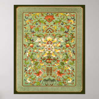 Poster Pékin floral chinois se lance sur Jade