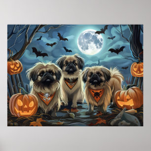Poster Pékingese Halloween Éffrayant