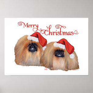 Poster Pékinois Joyeux Noël