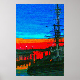 Poster Pèlerin à l'aube Dana point port peinture