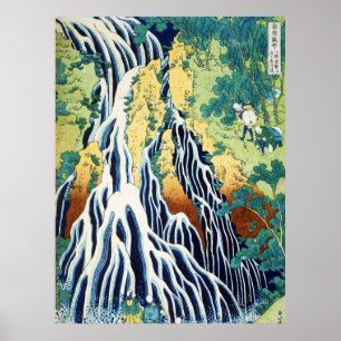 Poster Pèlerins à la cascade Kirifuri art japonais