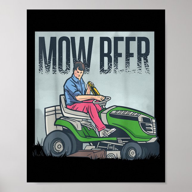 Poster Pelouse tondeuse papa mow bière drôle machine à he (Devant)