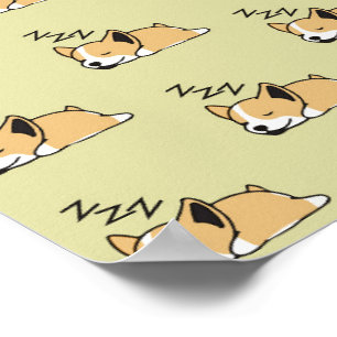 Poster Pembroke Welsh Corgi Amoureux du Chien Endormi ZZZ