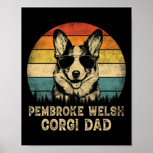 Poster Pembroke Welsh Corgi Papa Amoureux de les chiens F