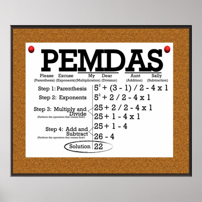Poster PEMDAS Bulletin Board *MISE À JOUR* (Devant)