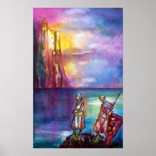 Poster PENDRAGON Chevaliers médiévaux, Coucher de soleil 