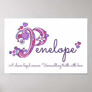 Poster Penelope initiale P gribouillage coeur art signifi