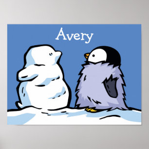 Poster Penguin Chick Snow