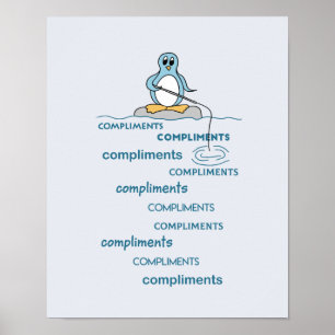 Poster Penguin Fishing for Compliments Metaphor