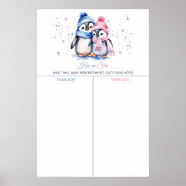Poster Penguin Winter Gender Revevela Cast Your Vote Game