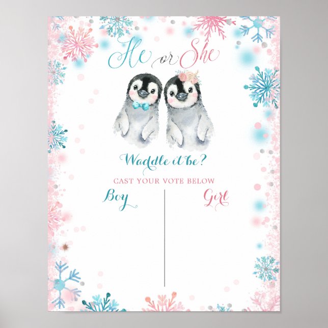 Poster Penguin Winter Genre Reveal Vote Board (Devant)