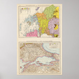 Poster Péninsule balkanique et carte de Constantinople