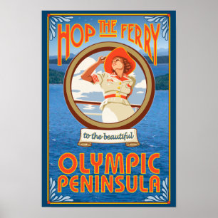 Poster Péninsule olympique, WashingtonHop le ferry