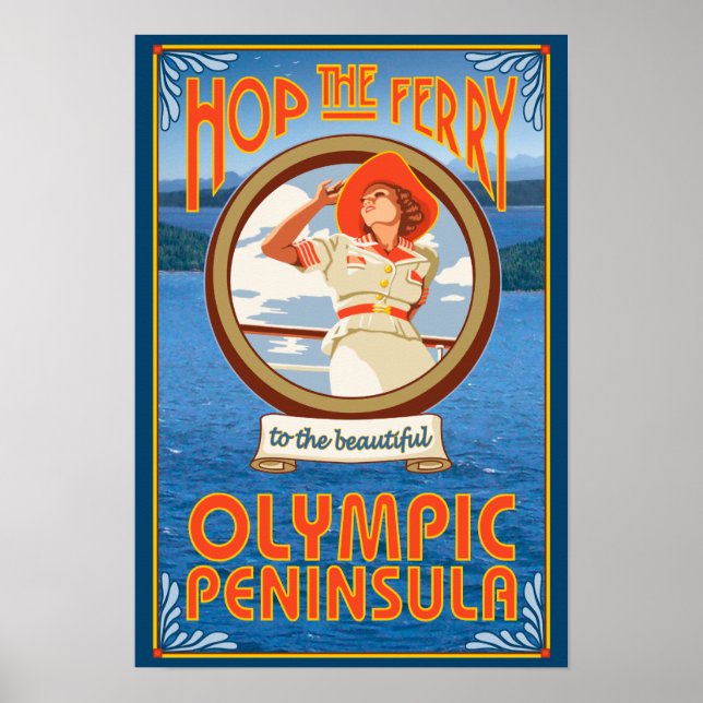 Poster Péninsule olympique, WashingtonHop le ferry (Devant)
