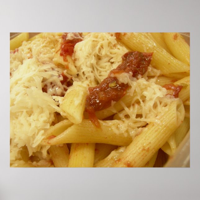 Poster Penne pâtes, tomates & fromage (Devant)