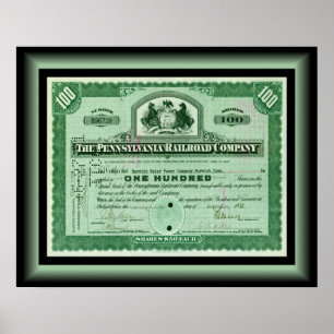 Poster Pennsylvania Railroad Company ~ Certificat Stock
