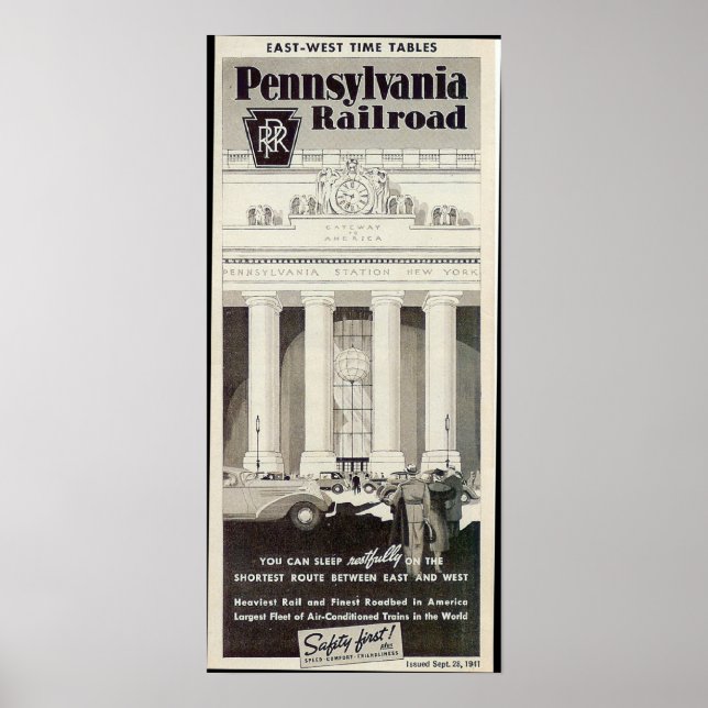 Poster Pennsylvania Station New York, Timetable 1941 (Devant)