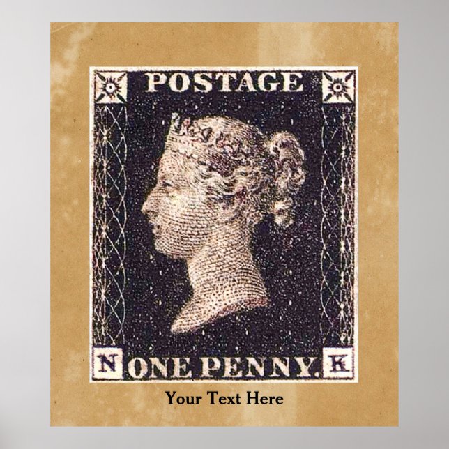 Poster Penny Black Postage Timbre (Devant)
