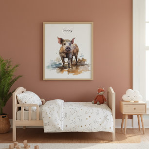 Poster Penny le porcelet joueur, sur mesure