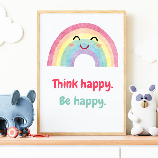 Poster Pense Happy Be Happy, Positive Mindset Kids Print