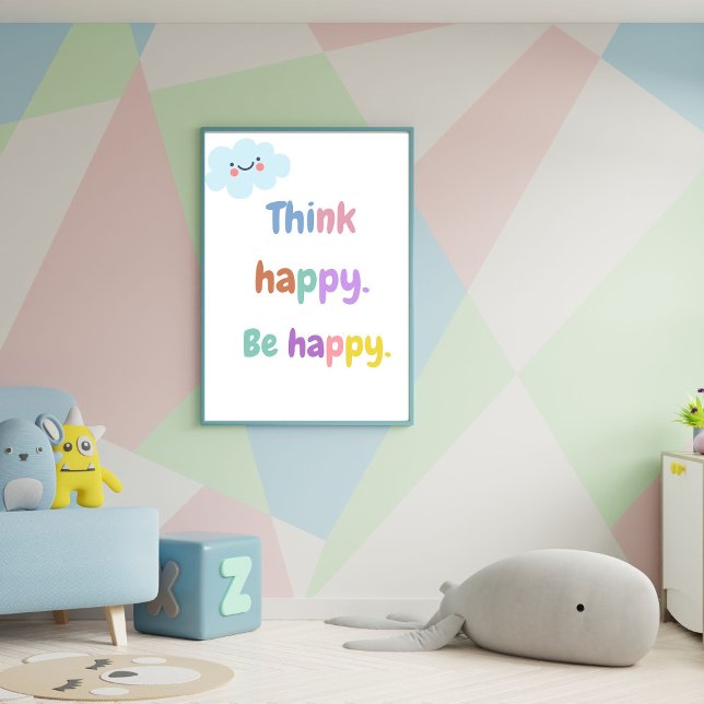 Poster Pense Happy Be Happy - Positive Mindset Kids Print (Créateur téléchargé)