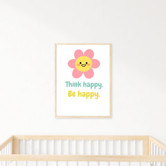 Poster Pense Happy Be Happy, Positive Mindset Kids Print