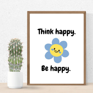 Poster Pense Happy Be Happy - Positive Mindset Kids Print