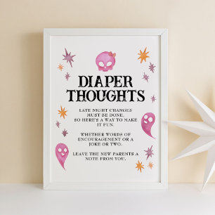 Poster Pensées de couches roses Symbole Baby shower d'Hal