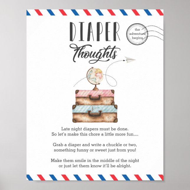 Poster Pensées de couches tard dans la nuit Baby shower J (Devant)