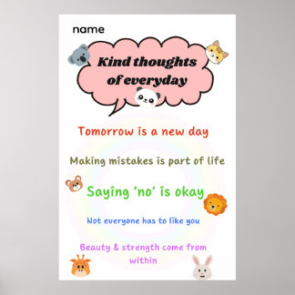 Poster Pensées gentilles chaque jour