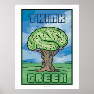 Poster Pensez au cerveau vert
