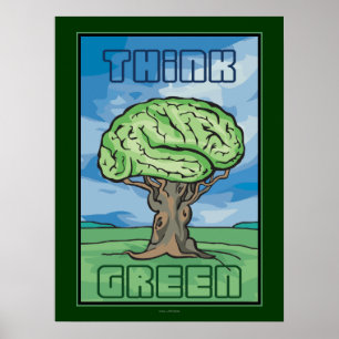 Poster Pensez au cerveau vert