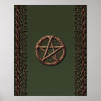 Pentacle bois brindilles Olive Green Wiccan